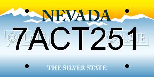 7ACT251 Nevada License Plate