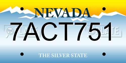 7ACT751 Nevada License Plate
