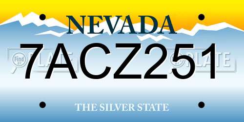 7ACZ251 Nevada License Plate