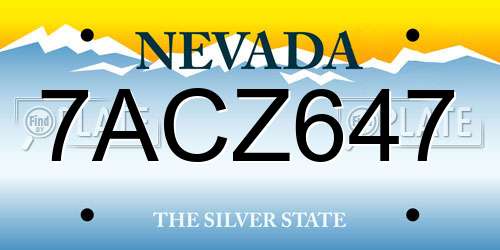 7ACZ647 Nevada License Plate