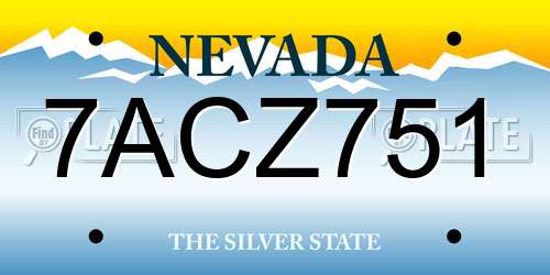 7ACZ751 Nevada License Plate