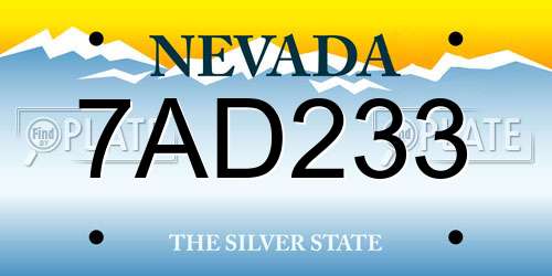 7AD233 Nevada License Plate