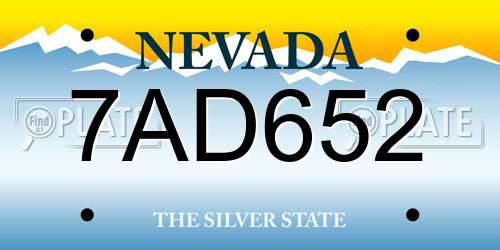 7AD652 Nevada License Plate