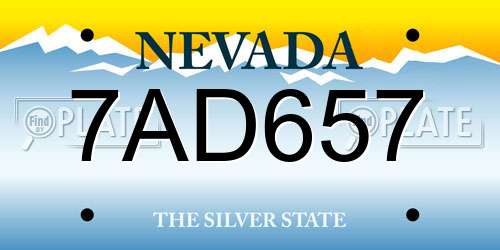 7AD657 Nevada License Plate