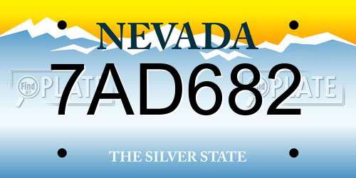 7AD682 Nevada License Plate
