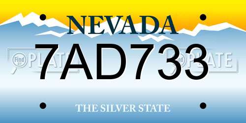 7AD733 Nevada License Plate