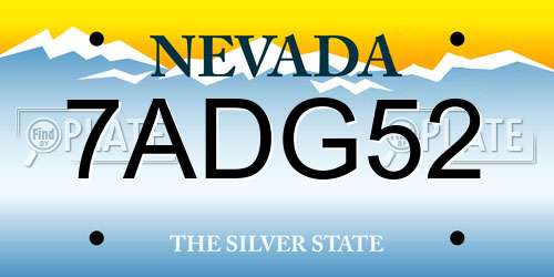 7ADG52 Nevada License Plate
