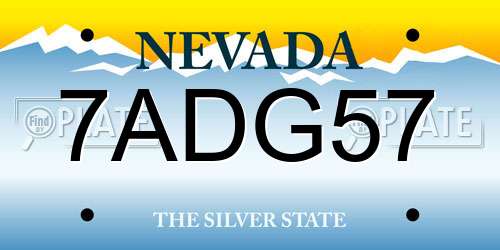 7ADG57 Nevada License Plate