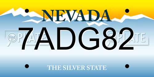 7ADG82 Nevada License Plate
