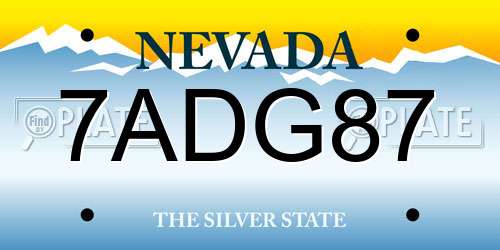 7ADG87 Nevada License Plate