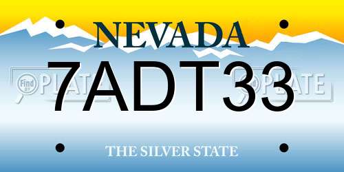 7ADT33 Nevada License Plate