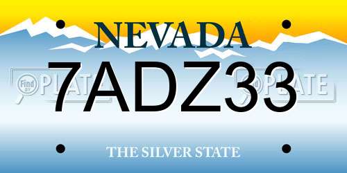 7ADZ33 Nevada License Plate