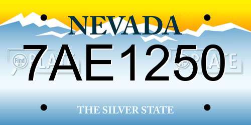 7AE1250 Nevada License Plate