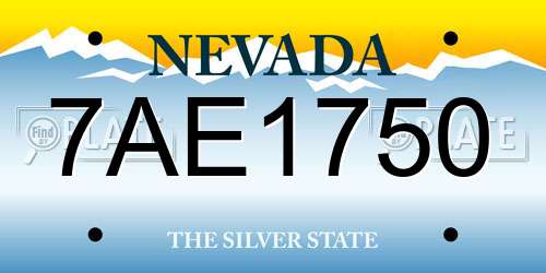 7AE1750 Nevada License Plate