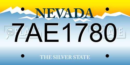 7AE1780 Nevada License Plate