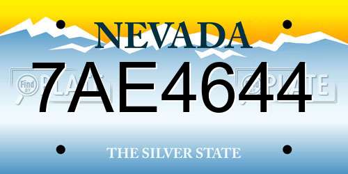 7AE4644 Nevada License Plate