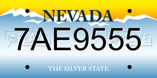 7AE9555 Nevada License Plate