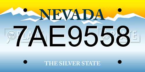 7AE9558 Nevada License Plate