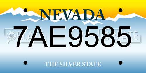7AE9585 Nevada License Plate
