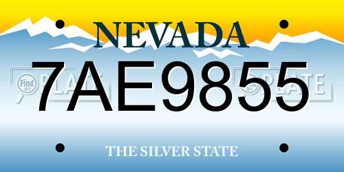 7AE9855 Nevada License Plate