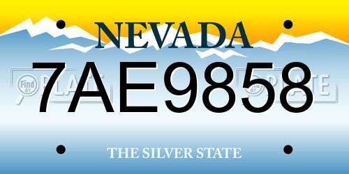7AE9858 Nevada License Plate