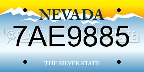 7AE9885 Nevada License Plate