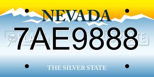 7AE9888 Nevada License Plate