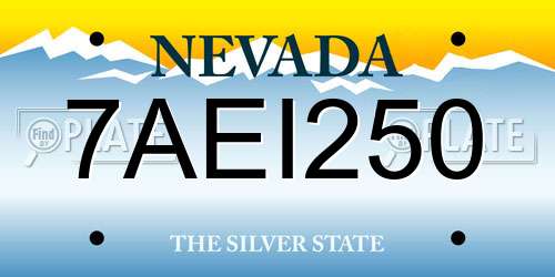 7AEI250 Nevada License Plate