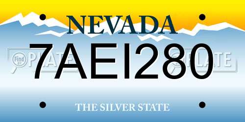 7AEI280 Nevada License Plate