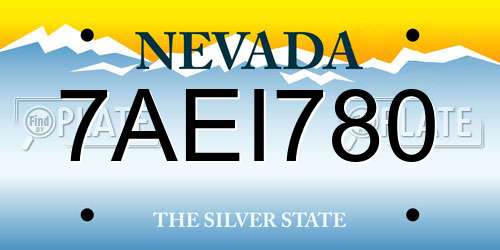 7AEI780 Nevada License Plate
