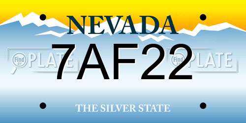 7AF22 Nevada License Plate