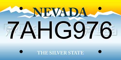 7AHG976 Nevada License Plate