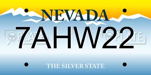 7AHW22 Nevada License Plate