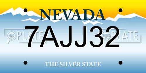 7AJJ32 Nevada License Plate