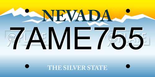 7AME755 Nevada License Plate