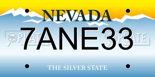 7ANE33 Nevada License Plate