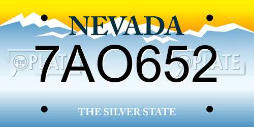 7AO652 Nevada License Plate