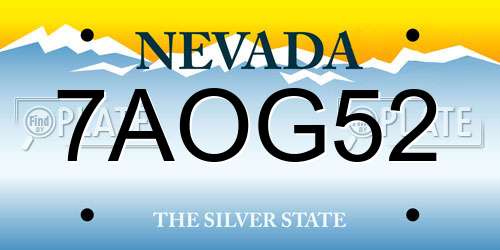 7AOG52 Nevada License Plate