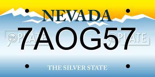 7AOG57 Nevada License Plate