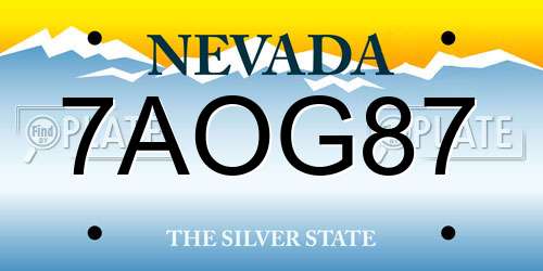 7AOG87 Nevada License Plate
