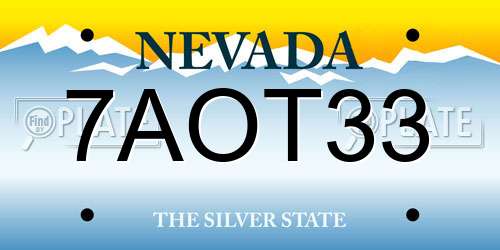 7AOT33 Nevada License Plate