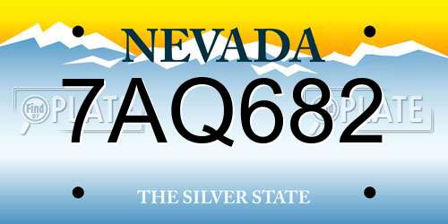 7AQ682 Nevada License Plate