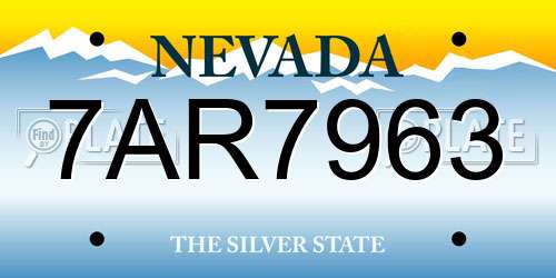 7AR7963 Nevada License Plate