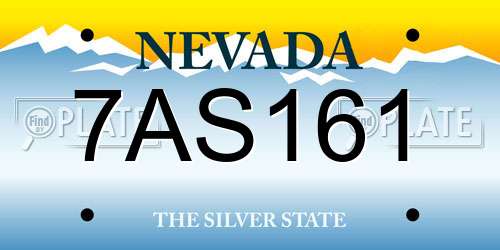 7AS161 Nevada License Plate