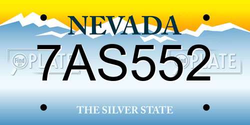 7AS552 Nevada License Plate