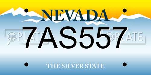 7AS557 Nevada License Plate