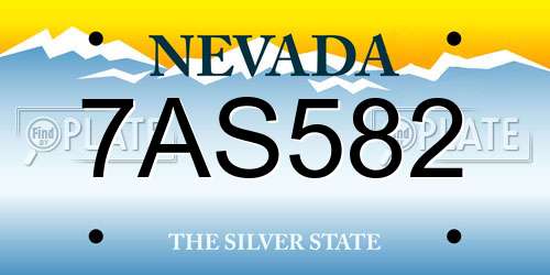 7AS582 Nevada License Plate