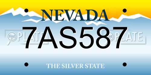 7AS587 Nevada License Plate