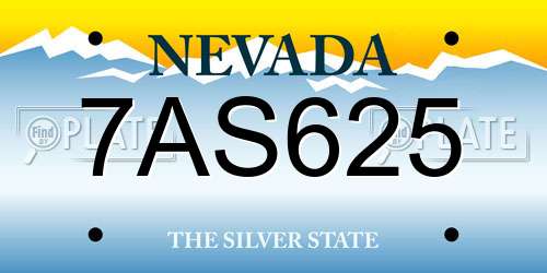 7AS625 Nevada License Plate