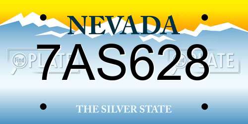 7AS628 Nevada License Plate